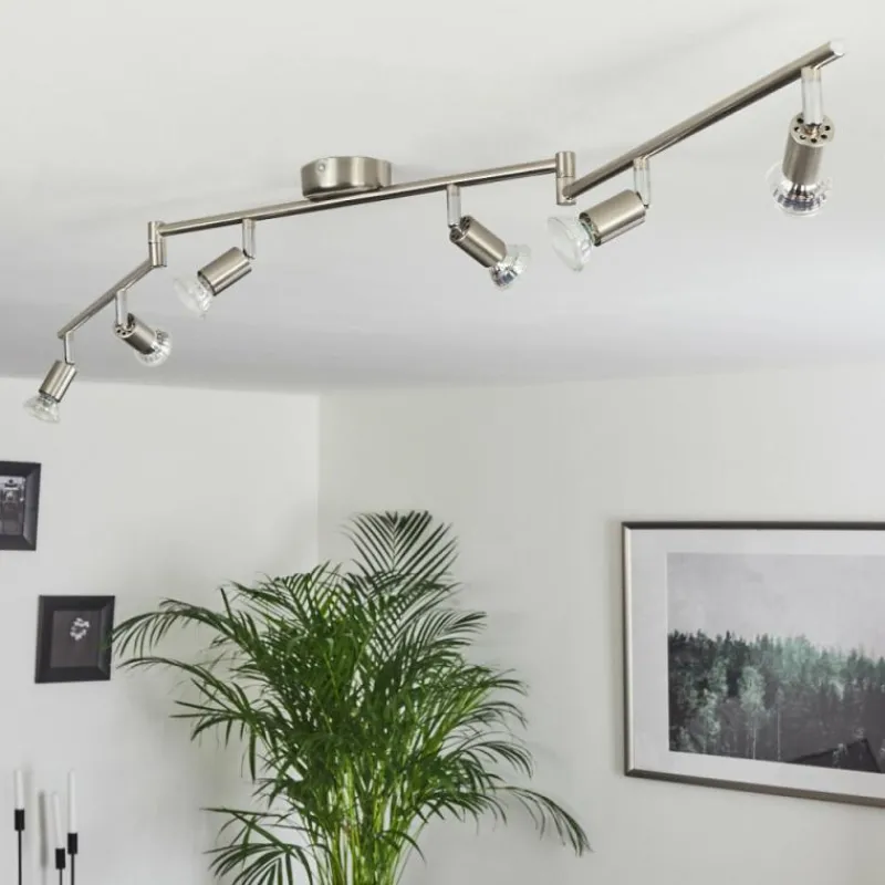 hofstein Plafonnier Oula LED Nickel mat, 6 lumières