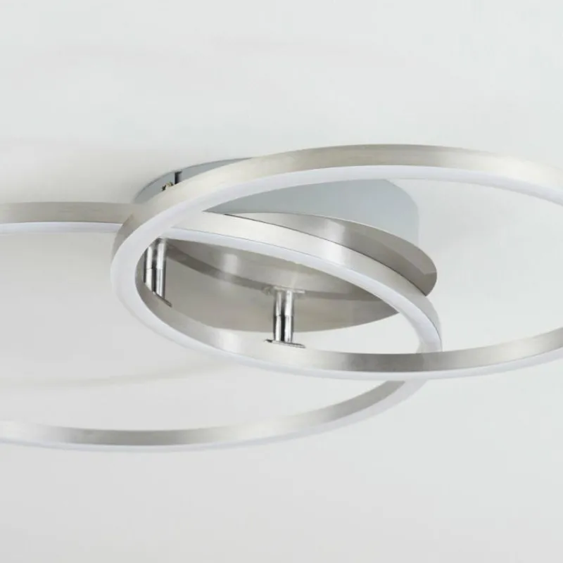 hofstein Plafonnier Ovasta LED Nickel mat, 1 lumière, Télécommandes