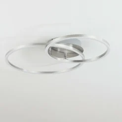 hofstein Plafonnier Ovasta LED Nickel mat, 1 lumière, Télécommandes