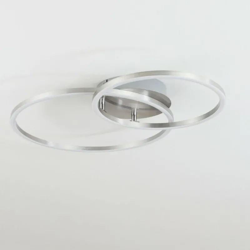 hofstein Plafonnier Ovasta LED Nickel mat, 1 lumière, Télécommandes
