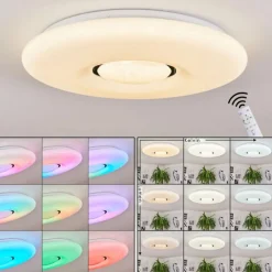 hofstein Plafonnier Page LED Blanc, 2 lumières, Télécommandes, Changeur de couleurs