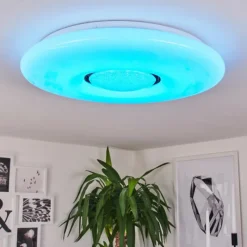 hofstein Plafonnier Page LED Blanc, 2 lumières, Télécommandes, Changeur de couleurs