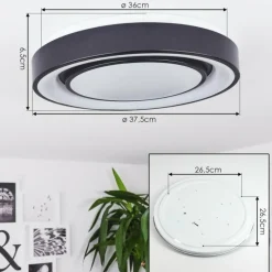 hofstein Plafonnier Page LED Noir, Blanc, 2 lumières, Télécommandes, Changeur de couleurs* Éclairage Led