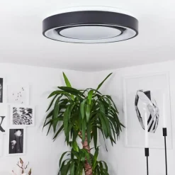 hofstein Plafonnier Page LED Noir, Blanc, 2 lumières, Télécommandes, Changeur de couleurs* Éclairage Led