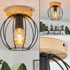 Lampes En Bois-hofstein Plafonnier Pajalta Écru, 1 lumière