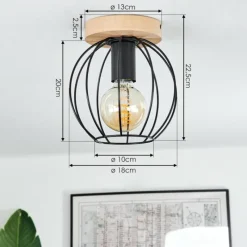 Lampes En Bois-hofstein Plafonnier Pajalta Écru, 1 lumière