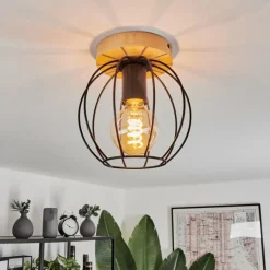 Lampes En Bois-hofstein Plafonnier Pajalta Écru, 1 lumière