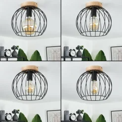 Lampes En Bois-hofstein Plafonnier Pajalta Écru, 1 lumière