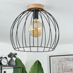 Lampes En Bois-hofstein Plafonnier Pajalta Écru, 1 lumière