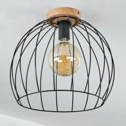 Lampes En Bois-hofstein Plafonnier Pajalta Écru, 1 lumière