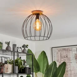 Lampes En Bois-hofstein Plafonnier Pajalta Écru, 1 lumière