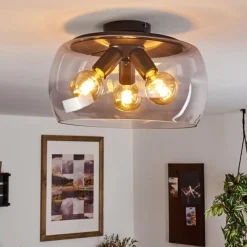 hofstein Plafonnier Palibatz Anthracite, 3 lumières