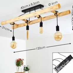 Luminaires Scandinaves-hofstein Plafonnier Palmetto Bois clair, Noir, 4 lumières