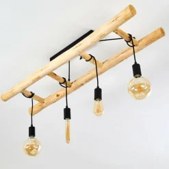 Luminaires Scandinaves-hofstein Plafonnier Palmetto Bois clair, Noir, 4 lumières