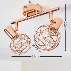 hofstein Plafonnier Palmira Cuivre, 2 lumières