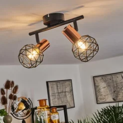 hofstein Plafonnier Palmira Cuivre, Noir, 2 lumières