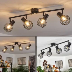 Lampes Vintages & Rétros-hofstein Plafonnier Palmira Noir, 4 lumières