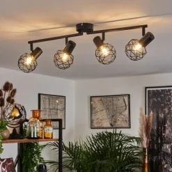 Lampes Vintages & Rétros-hofstein Plafonnier Palmira Noir, 4 lumières