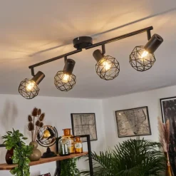 Lampes Vintages & Rétros-hofstein Plafonnier Palmira Noir, 4 lumières