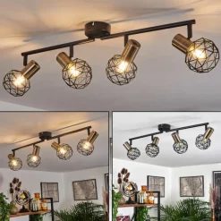 Lampes Dorées-hofstein Plafonnier Palmira Or, Noir, 4 lumières