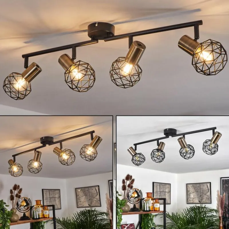 Lampes Dorées-hofstein Plafonnier Palmira Or, Noir, 4 lumières