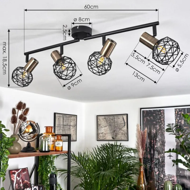 Lampes Dorées-hofstein Plafonnier Palmira Or, Noir, 4 lumières