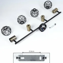 Lampes Dorées-hofstein Plafonnier Palmira Or, Noir, 4 lumières