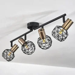 Lampes Dorées-hofstein Plafonnier Palmira Or, Noir, 4 lumières