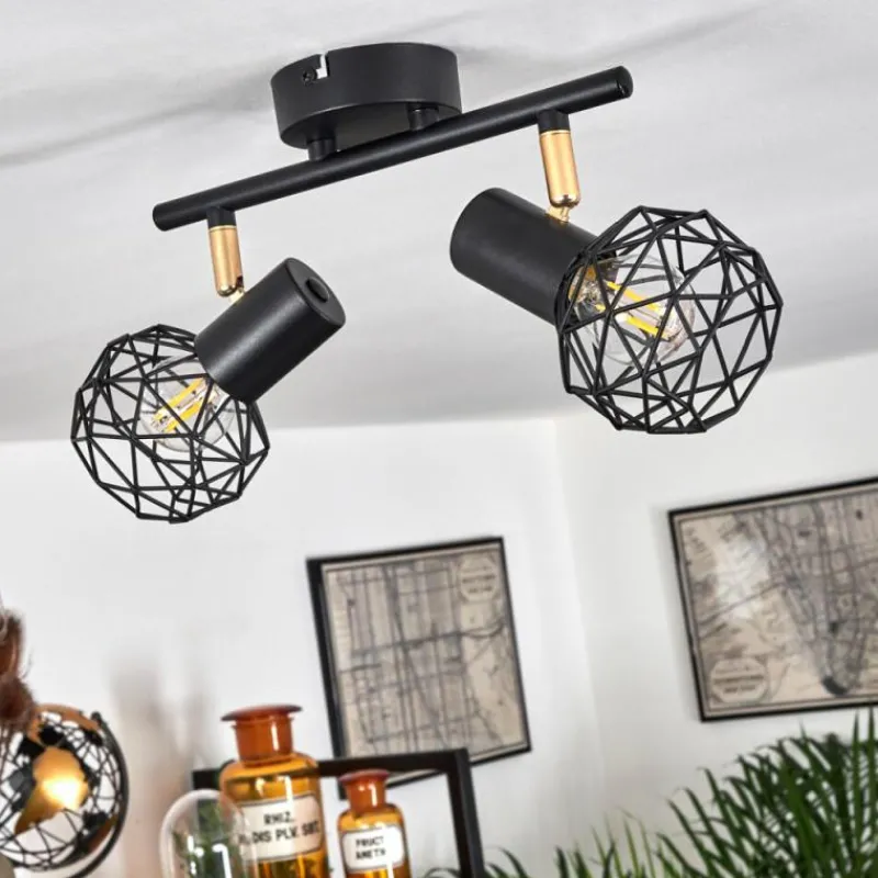 Lampes Dorées-hofstein Plafonnier Palmira Or, Noir, 2 lumières