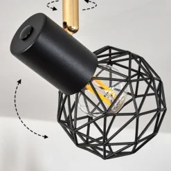 Lampes Dorées-hofstein Plafonnier Palmira Or, Noir, 2 lumières