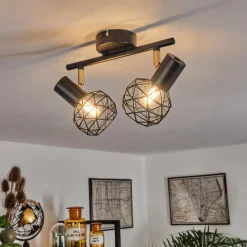 Lampes Dorées-hofstein Plafonnier Palmira Or, Noir, 2 lumières