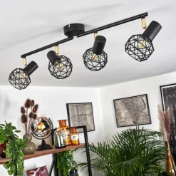 Lampes Dorées-hofstein Plafonnier Palmira Or, Noir, 4 lumières