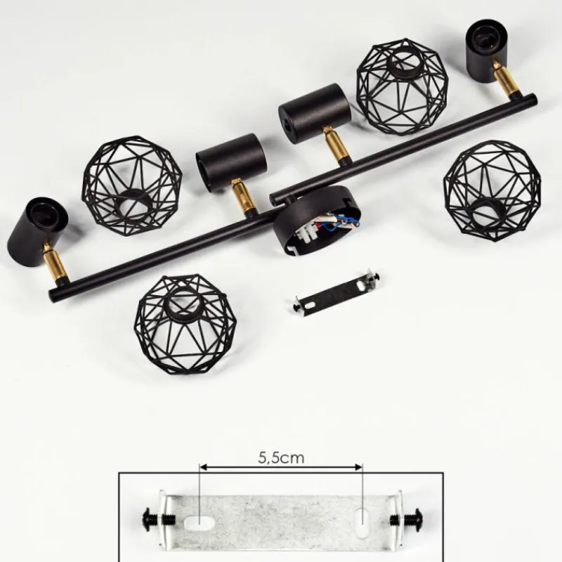 Lampes Dorées-hofstein Plafonnier Palmira Or, Noir, 4 lumières