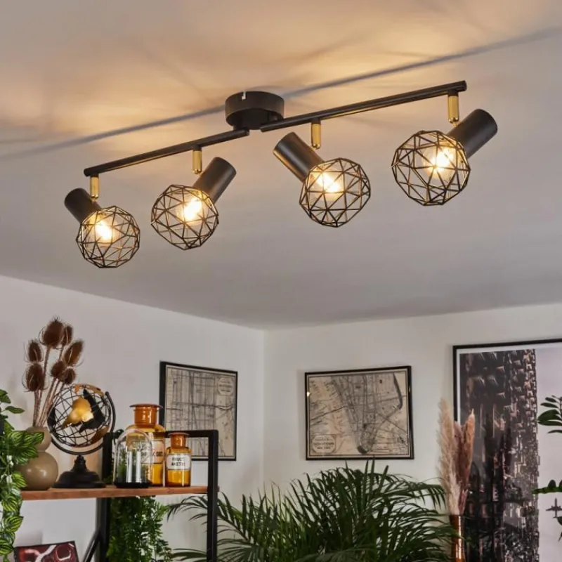 Lampes Dorées-hofstein Plafonnier Palmira Or, Noir, 4 lumières