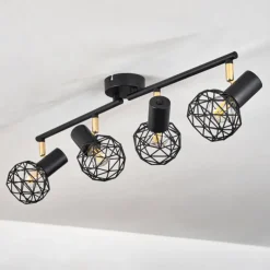 Lampes Dorées-hofstein Plafonnier Palmira Or, Noir, 4 lumières