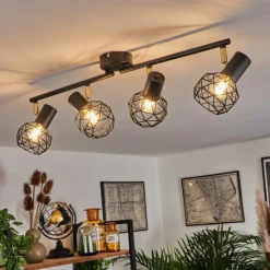 Lampes Dorées-hofstein Plafonnier Palmira Or, Noir, 4 lumières