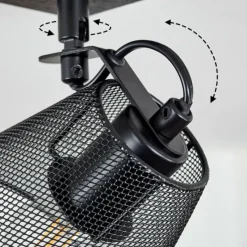 Lampes Industrielles-hofstein Plafonnier Panaguá Bois clair, Noir, 2 lumières