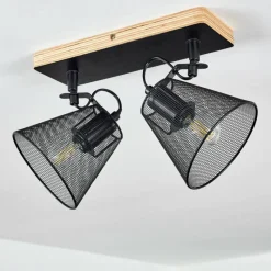 Lampes Industrielles-hofstein Plafonnier Panaguá Bois clair, Noir, 2 lumières