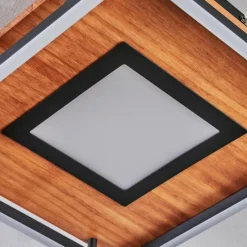 Lampes En Bois-hofstein Plafonnier Panqueua LED Brun, Noir, 1 lumière, Télécommandes