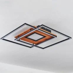 Lampes En Bois-hofstein Plafonnier Panqueua LED Brun, Noir, 1 lumière, Télécommandes