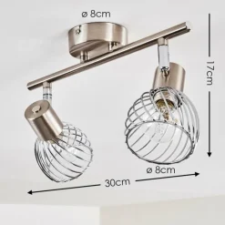 hofstein Plafonnier Parado Nickel mat, 2 lumières