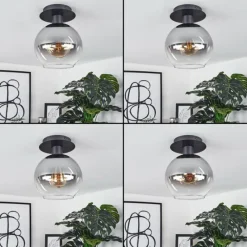 Suspension Verre Fumé-hofstein Plafonnier Pascal Noir, 1 lumière