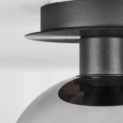 Suspension Verre Fumé-hofstein Plafonnier Pascal Noir, 1 lumière