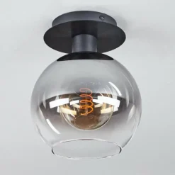 Suspension Verre Fumé-hofstein Plafonnier Pascal Noir, 1 lumière