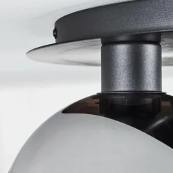 Suspension Verre Fumé-hofstein Plafonnier Pascal Noir, 3 lumières