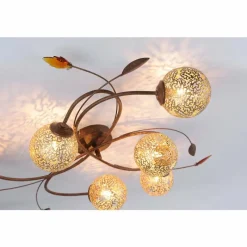 Luminaires Rustiques-Luminaires Paul Neuhaus Plafonnier Paul Neuhaus GRETA Rouille, 6 lumières