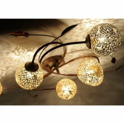 Luminaires Rustiques-Luminaires Paul Neuhaus Plafonnier Paul Neuhaus GRETA Rouille, 6 lumières