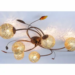 Luminaires Rustiques-Luminaires Paul Neuhaus Plafonnier Paul Neuhaus GRETA Rouille, 6 lumières