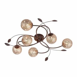 Luminaires Rustiques-Luminaires Paul Neuhaus Plafonnier Paul Neuhaus GRETA Rouille, 6 lumières