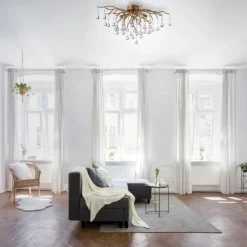 Luminaires Paul Neuhaus Plafonnier Paul Neuhaus ICICLE Vieux laiton, 4 lumières